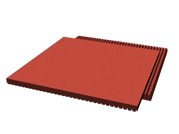 Pryžová dlažba 500x500x25 mm (rastr 15 mm, červená, 0,6m)