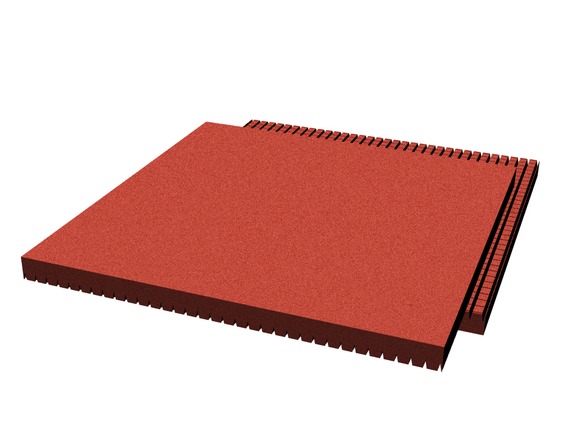 Pryžová dlažba 500x500x30 mm (rastr 15 mm, červená, 1,0m)