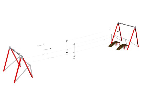 Dvojlanovka áčková s nástupištěm LD031KR - červená