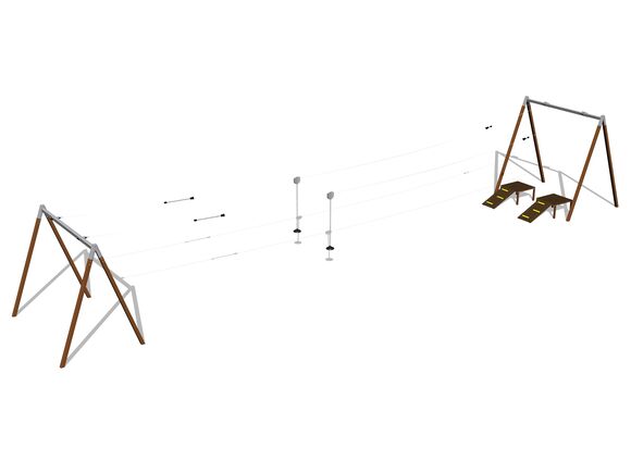 Dvojlanovka áčková s nástupištěm LD031KW - hnědá