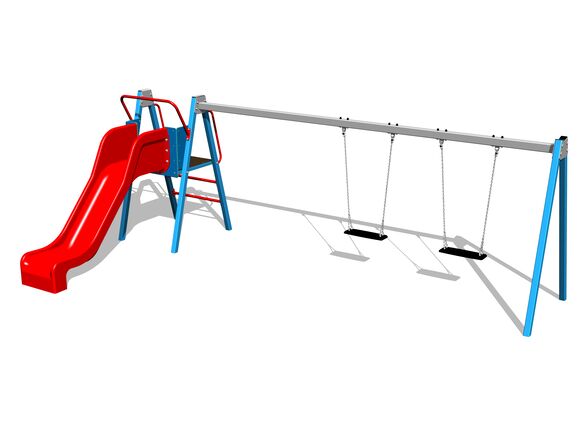 Řetězová dvojhoupačka se skluzavkou RH6251KB - modrá