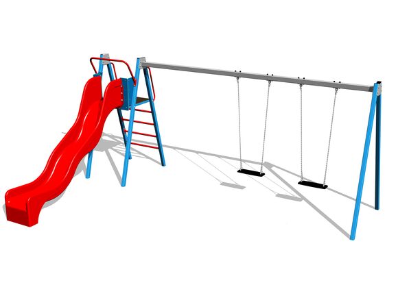 Řetězová dvojhoupačka se skluzavkou RH6251KB - modrá