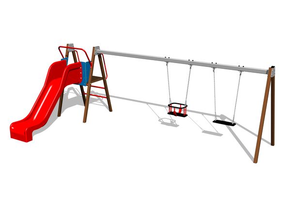 Řetězová dvojhoupačka se skluzavkou RH6252KW - hnědá