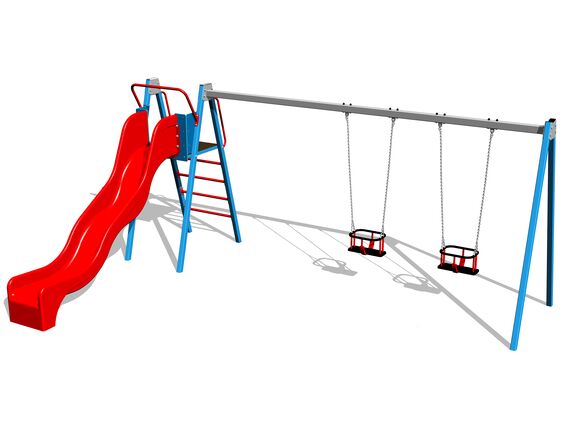 Řetězová dvojhoupačka se skluzavkou RH6253KB - modrá