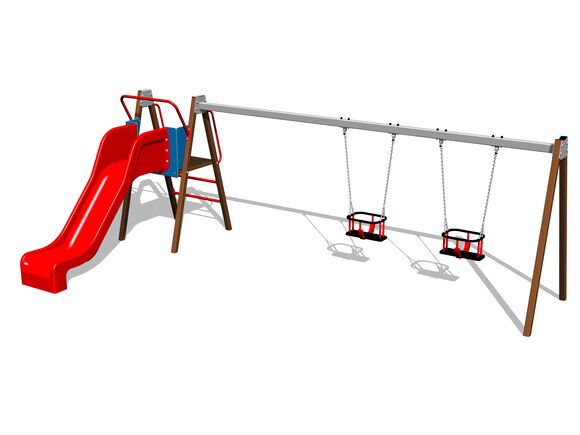 Řetězová dvojhoupačka se skluzavkou RH6253KW - hnědá