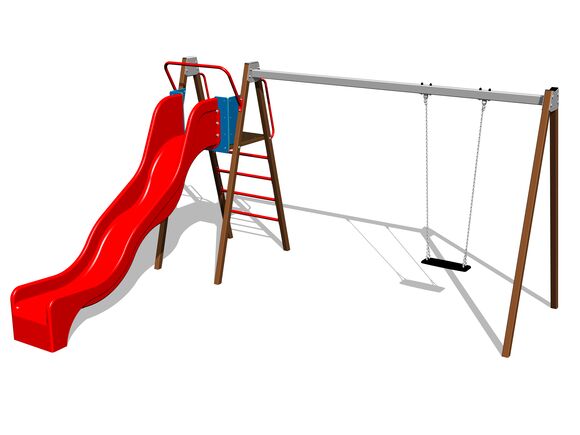 Řetězová houpačka se skluzavkou RH6151KW - hnědá