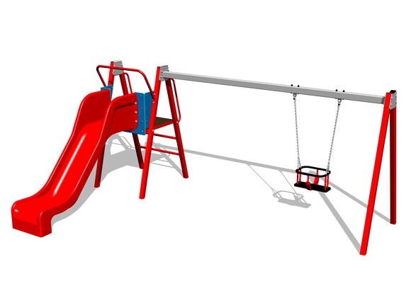 Řetězová houpačka se skluzavkou RH6152KR - červená