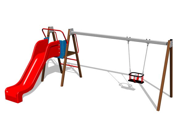 Řetězová houpačka se skluzavkou RH6152KW - hnědá