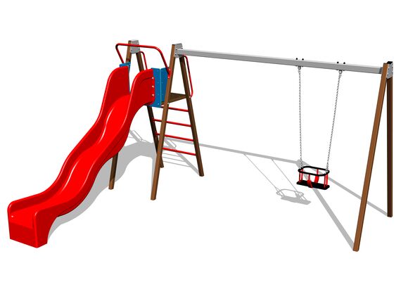 Řetězová houpačka se skluzavkou RH6152KW - hnědá