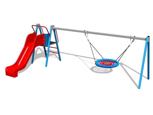 Řetězová houpačka hnízdo se skluzavkou RH6180KB - modrá