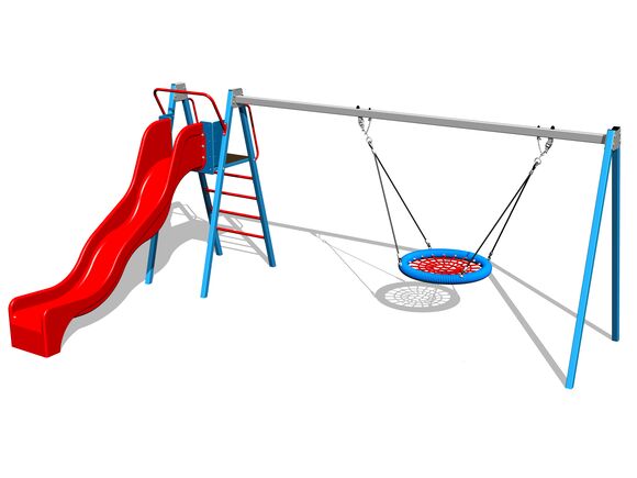 Řetězová houpačka hnízdo se skluzavkou RH6180KB - modrá