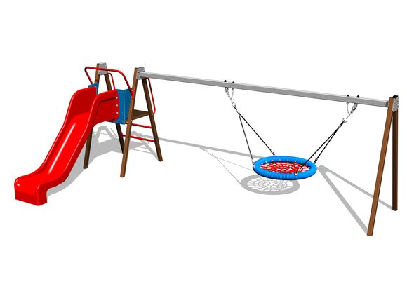 Řetězová houpačka hnízdo se skluzavkou RH6180KW - hnědá