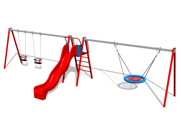 Řetězová trojhoupačka se skluzavkou RH6383KR - červená (v.p. 1,5 m)