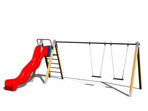 Řetězová dvojhoupačka se skluzavkou RH215D (v.p. 1,5 m)